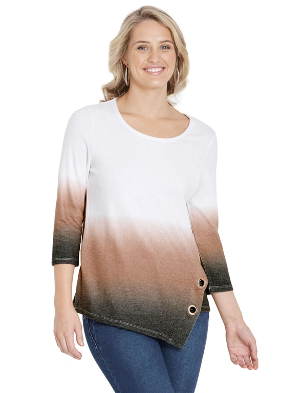 Rockmans 3/4 Sleeve Asymmetrical Soft Top, hi-res image number null