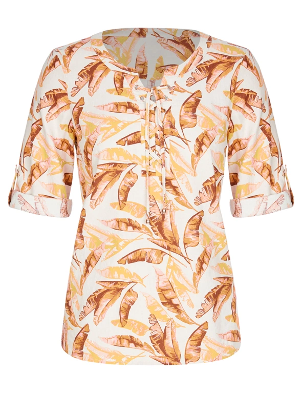 Rockmans Elbow Sleeve Tropical Print Shirt, hi-res image number null