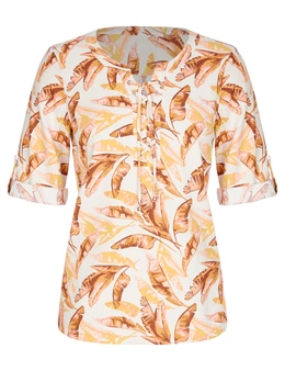 Rockmans Elbow Sleeve Tropical Print Shirt