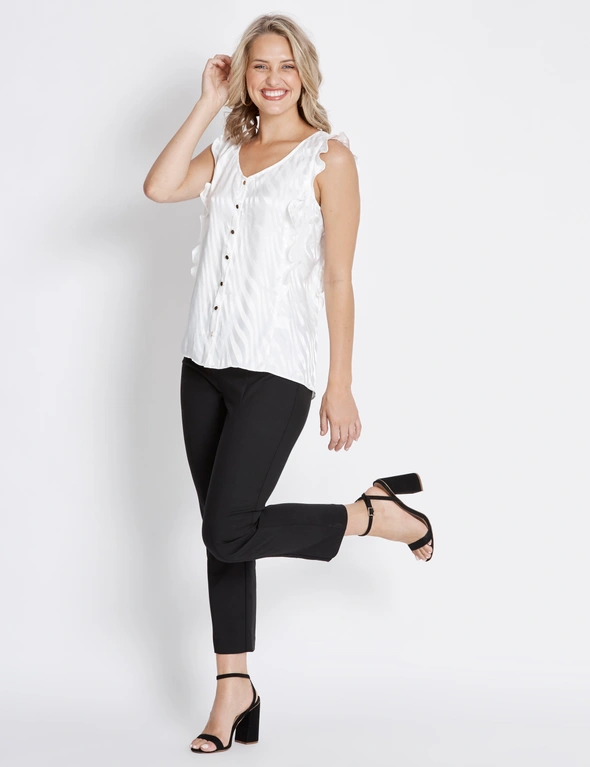 Table Eight Flutter Sleeve White Leopard Top, hi-res image number null