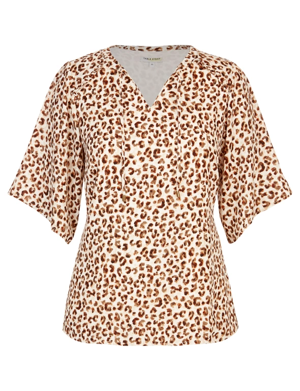Table Eight Elbow Sleeve Mixed Animal Blouse, hi-res image number null