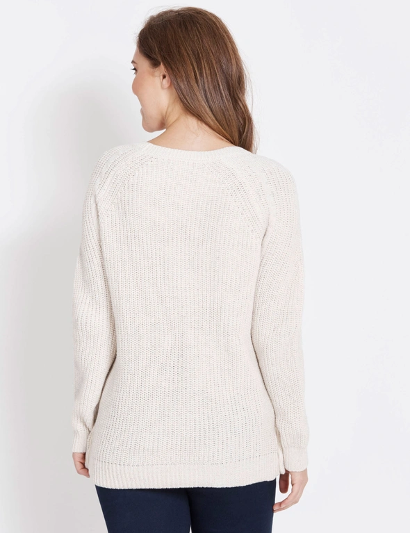 Rockmans Long Sleeve Crew Neck Cable Front Jumper, hi-res image number null