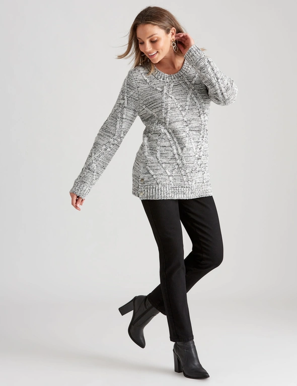 Rockmans Long Sleeve Cable Stitch Jumper, hi-res image number null