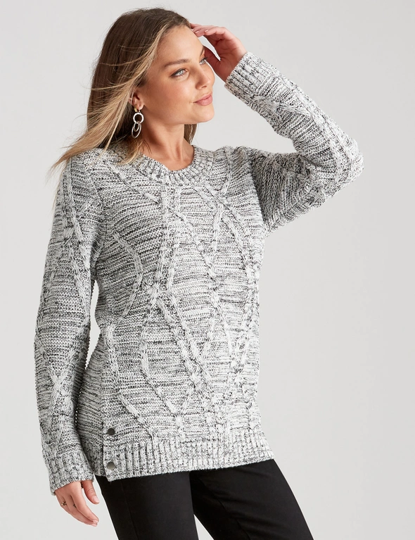 Rockmans Long Sleeve Cable Stitch Jumper, hi-res image number null