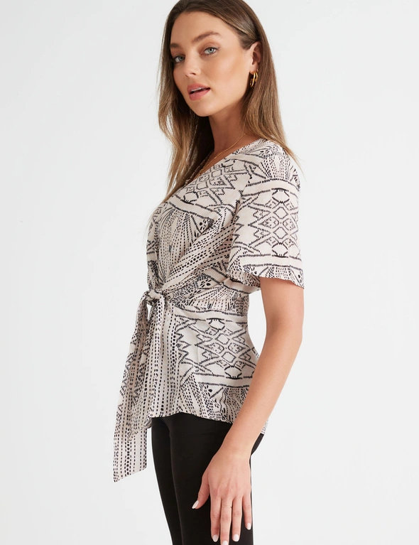 Table Eight Tie Front Aztec Top, hi-res image number null