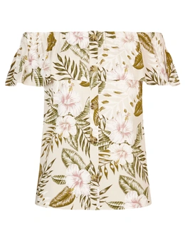 Table Eight Short Sleeve Floral Palm Top