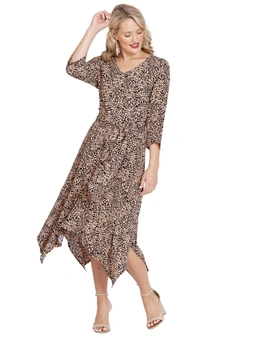 Table Eight 3/4 Sleeve Twist Front Dress