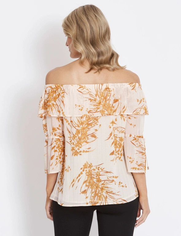 Table Eight 3/4 Sleeve Off Shoulder Floral Top, hi-res image number null