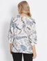 Table Eight 3/4 Sleeve Golden Palm Print Top, hi-res
