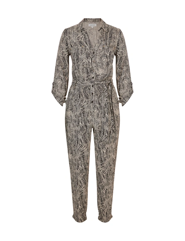 Table Eight 3/4 Sleeve Snake Print Jumpsuit, hi-res image number null