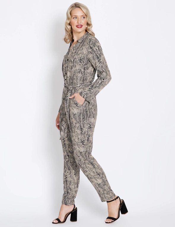 Table Eight 3/4 Sleeve Snake Print Jumpsuit, hi-res image number null