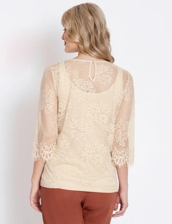 Table Eight 3/4 Sleeve Lace Top, hi-res image number null