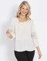 Table Eight 3/4 Sleeve Lace Insert Blouse, hi-res