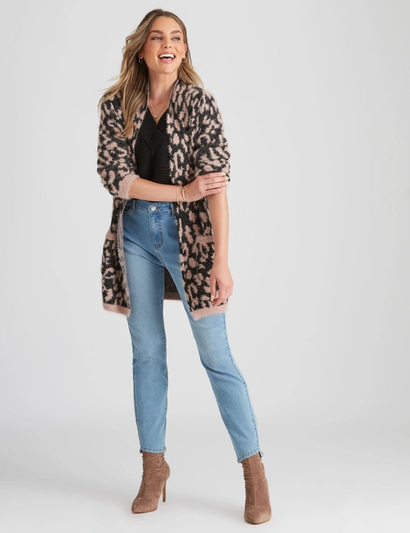 Rockmans Long Sleeve fuzzy Animal Cardigan, hi-res image number null