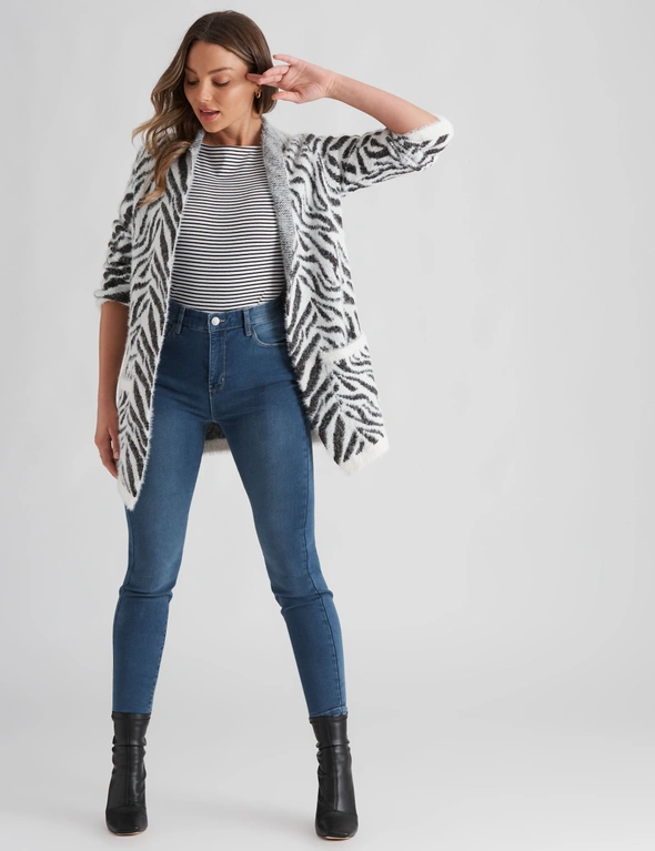 Rockmans Long Sleeve fuzzy Animal Cardigan, hi-res image number null