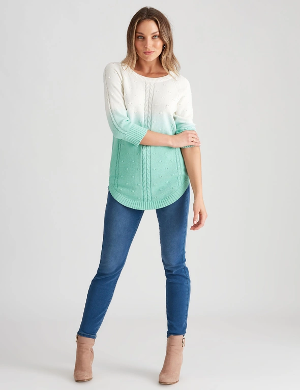ROCKMANS 3/4 CURVE OMBRE KNITWEAR TOP, hi-res image number null