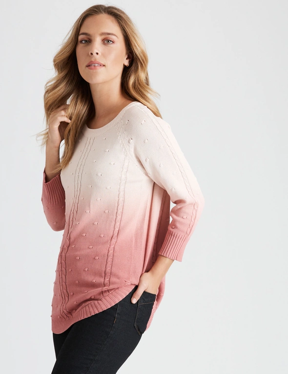 ROCKMANS 3/4 CURVE OMBRE KNITWEAR TOP, hi-res image number null
