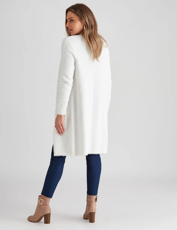 Rockmans Long Sleeve Longline Fuzzy Cardigan, hi-res image number null