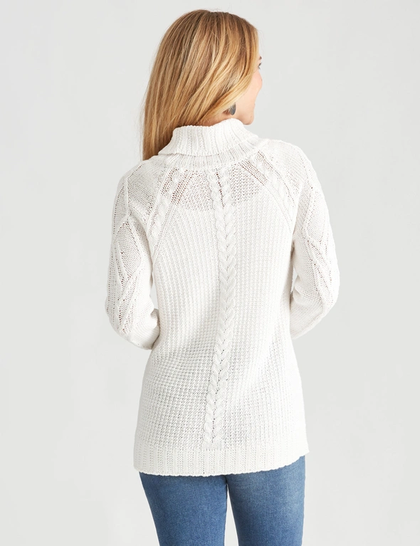 Rockmans Long Sleeve Cable Roll Neck Knitwear Top, hi-res image number null