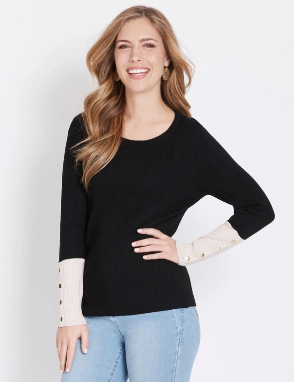 Table Eight Long Sleeve Stud Detail Knit, hi-res image number null
