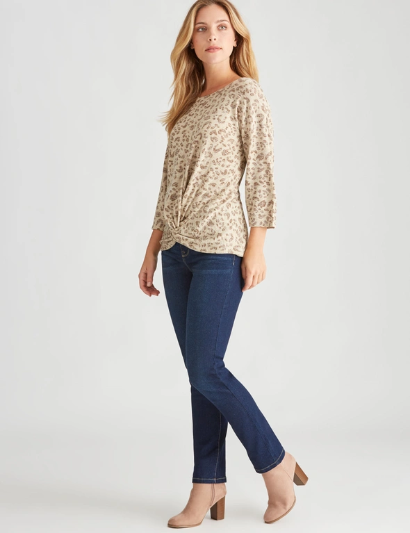 Rockmans 3/4 Sleeve Twist Front Soft Knitwear Top, hi-res image number null