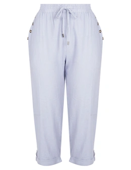 Rockmans Crop Linen Button Pants