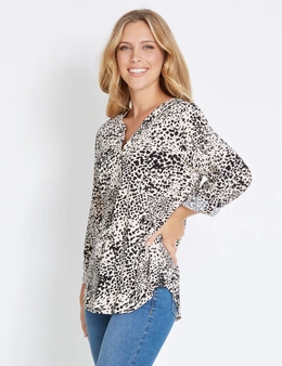 Rockmans Long Sleeve Leopard Swirl Shirt 