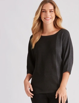 Rockmans 3/4 Sleeve Relaxed Ottoman Stitch Knitwear Top