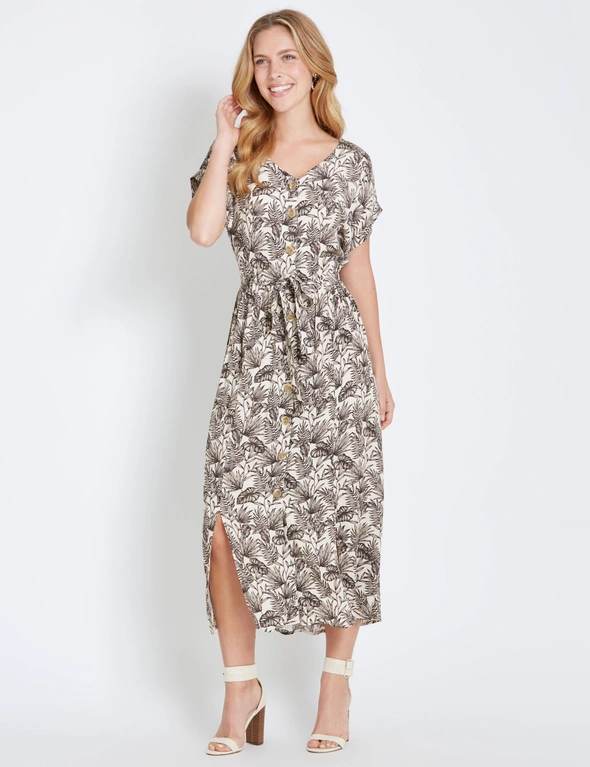 Rockmans Extended Sleeve Button Midi Dress , hi-res image number null