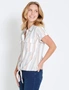 Rockmans Cap Sleeve Stripe Safari Shirt , hi-res