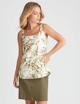 Table Eight Sleeveless Floral Button Front Top