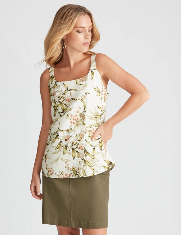 Table Eight Sleeveless Floral Button Front Top, hi-res image number null