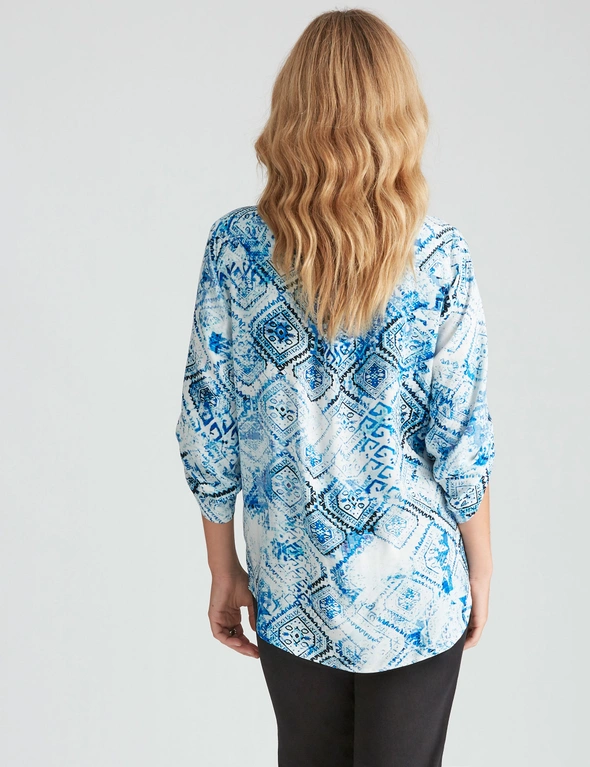 Rockmans Elbow Sleeve Blues Print Shirt, hi-res image number null