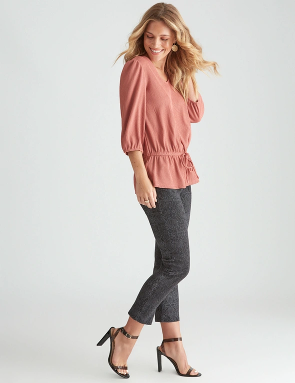 Rockmans Long Sleeve Textured Wrap Top, hi-res image number null