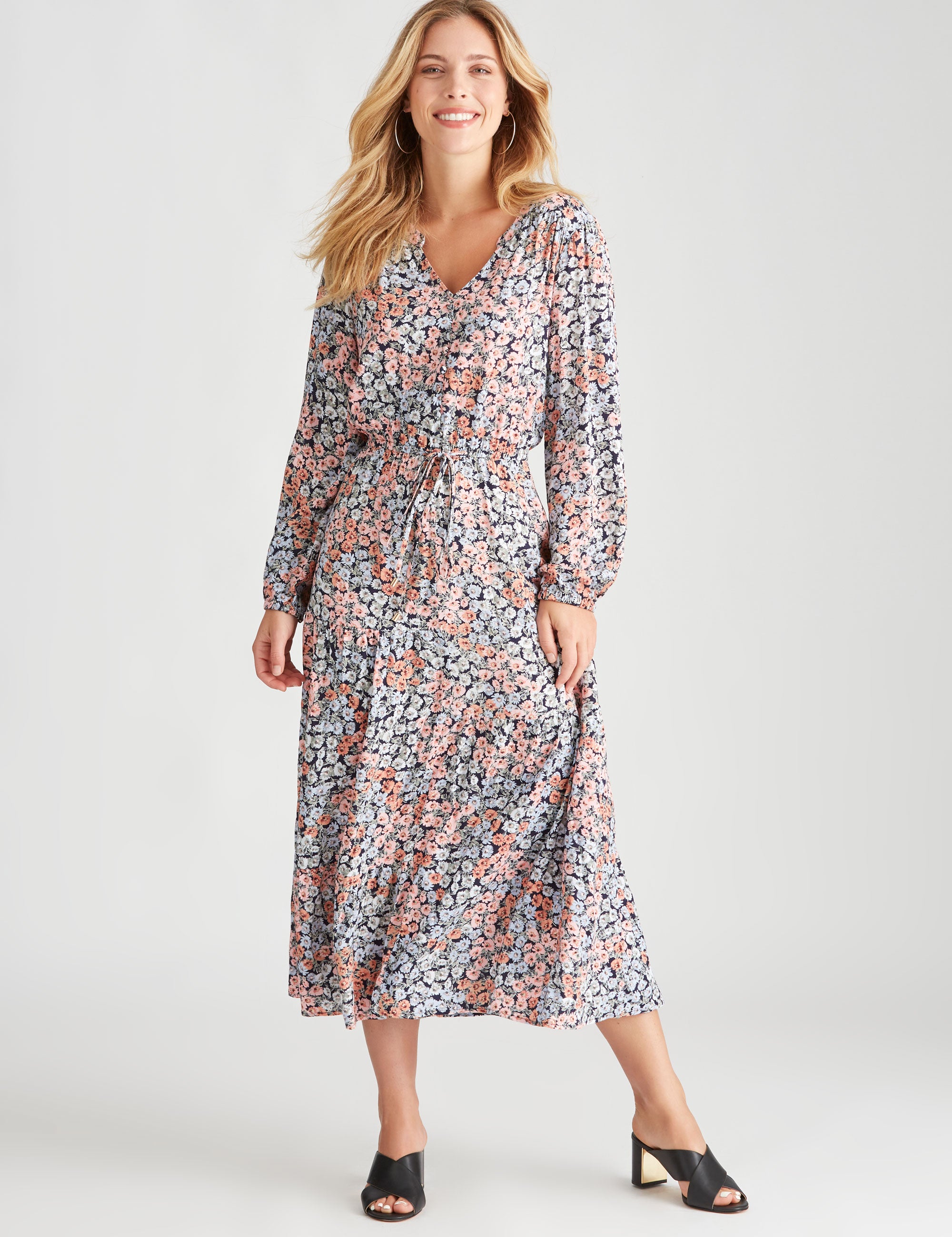 Rockmans Long Sleeve Arabella Print Dress | W Lane