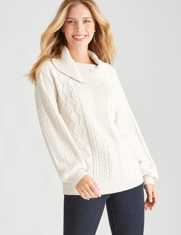 Table Eight Long Sleeve Cable Sweater, hi-res image number null