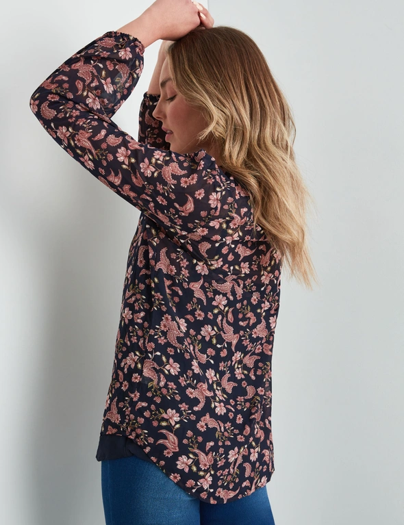 Table Eight Long Sleeve Floaty Print Top, hi-res image number null