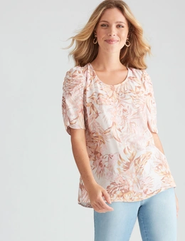 Rockmans Table Eight Elbow Sleeve Floral Print Top