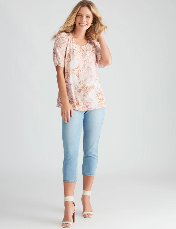 Rockmans Table Eight Elbow Sleeve Floral Print Top, hi-res image number null