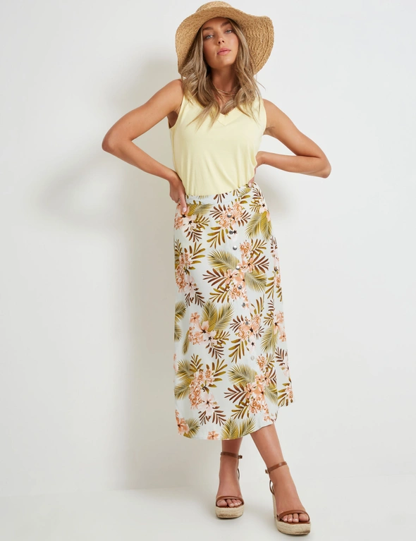 Rockmans Midi Length Button Skirt, hi-res image number null
