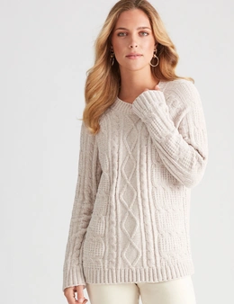 Rockmans Long Sleeve Chenille Cable Knit