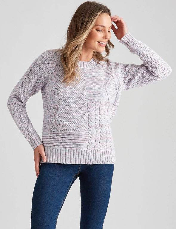 Rockmans Long Sleeve Mix Stitch Knitwear Top, hi-res image number null