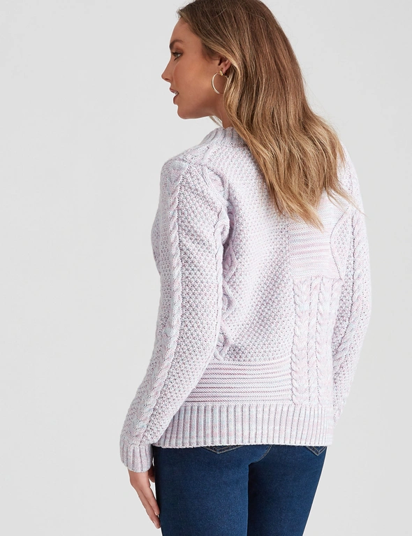 Rockmans Long Sleeve Mix Stitch Knitwear Top, hi-res image number null