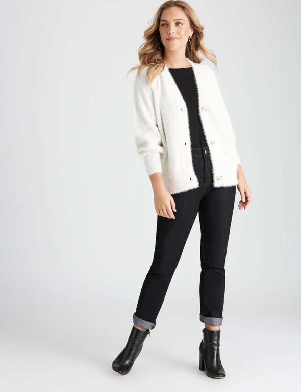 Rockmans Long Sleeve Fuzzy Cardigan, hi-res image number null