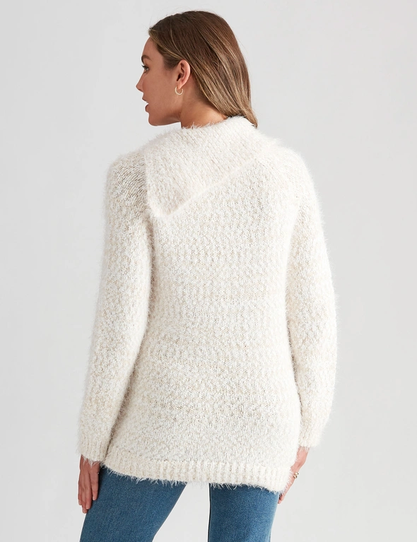 Rockmans Long Sleeve Fuzzy Chenille Cowl Knitwear Top, hi-res image number null