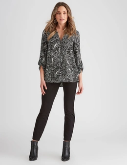 Rockmans 3/4 Sleeve Woven Zipped Up Blouse