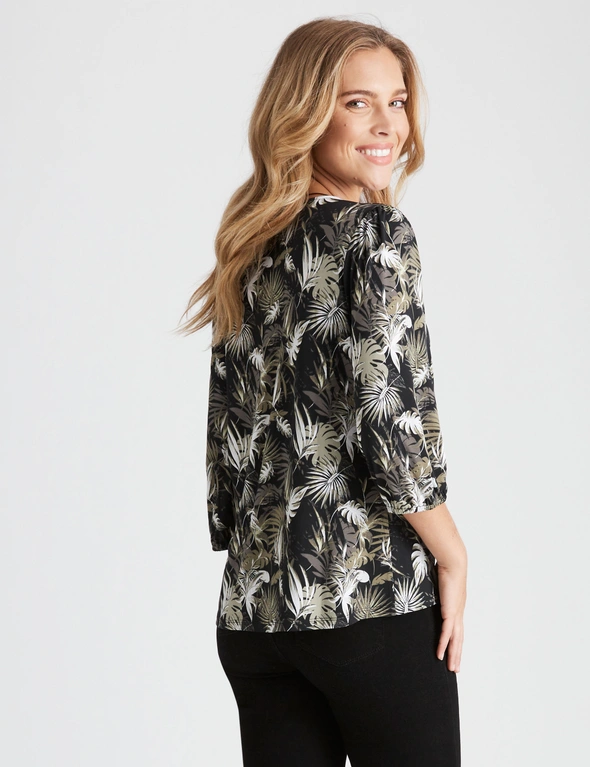 Rockmans 3/4 Sleeve Button Through Print Top, hi-res image number null