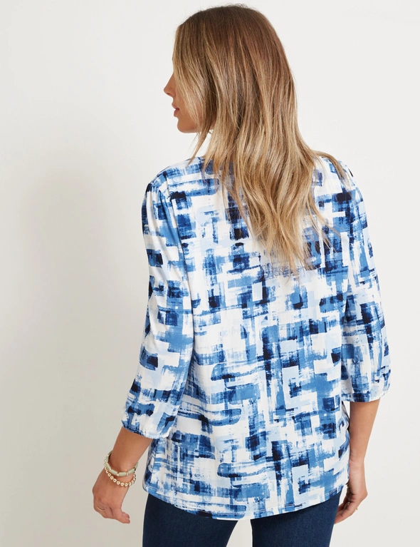 Rockmans 3/4 Sleeve Button Through Print Top, hi-res image number null