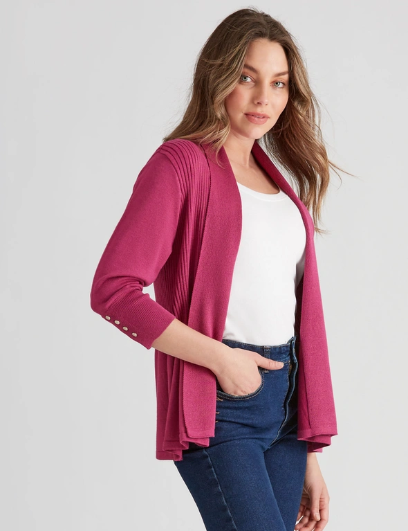 Rockmans 3/4 Sleeve Fit and Flare Cardigan, hi-res image number null