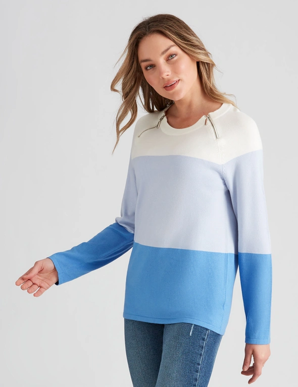 Rockmans Long Sleeve Colour Block Knitwear Top, hi-res image number null